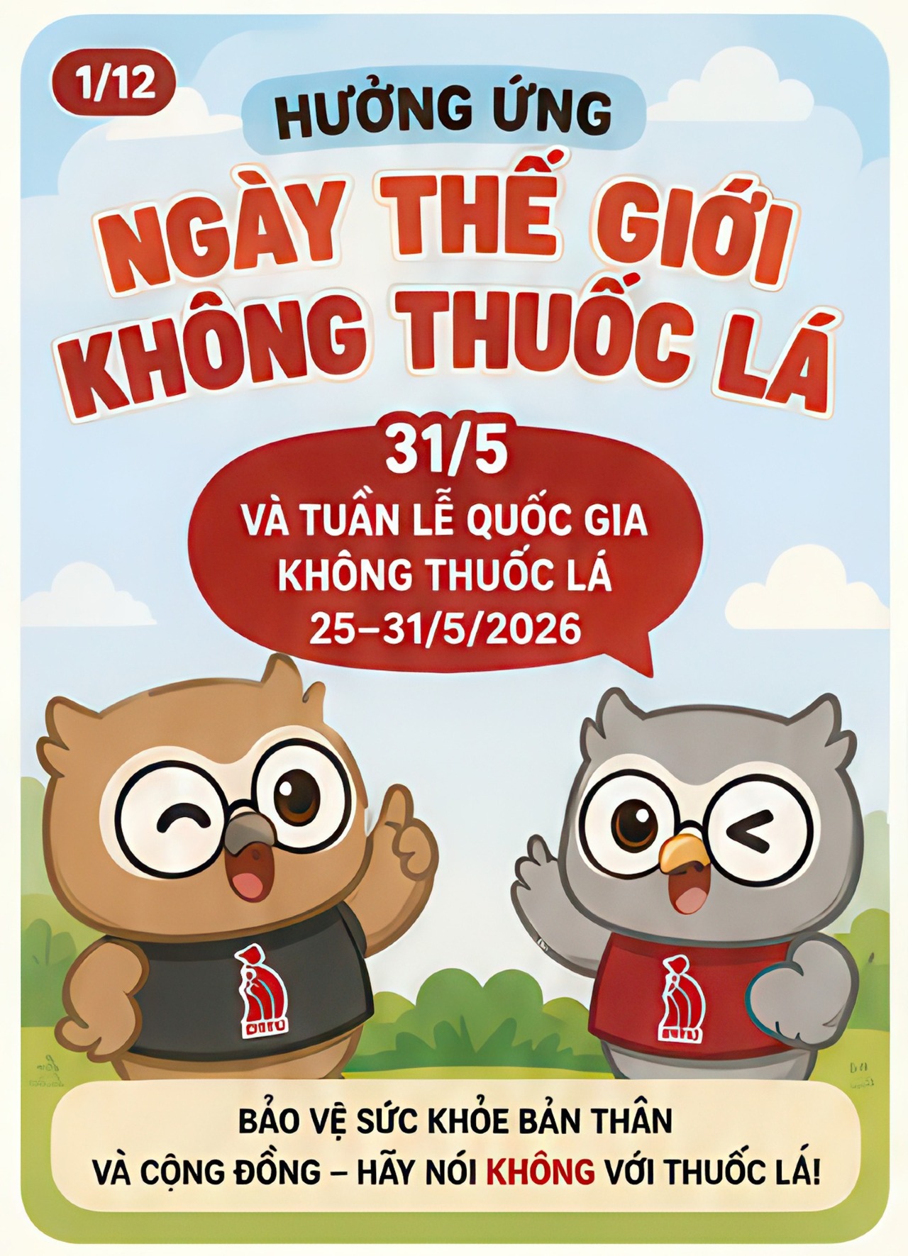 HƯỞNG ỨNG NGÀY THẾ GIỚI KHÔNG THUỐC LÁ 31/5 VÀ TUẦN LỄ QUỐC GIA KHÔNG THUỐC LÁ (25 - 31/5/2026)