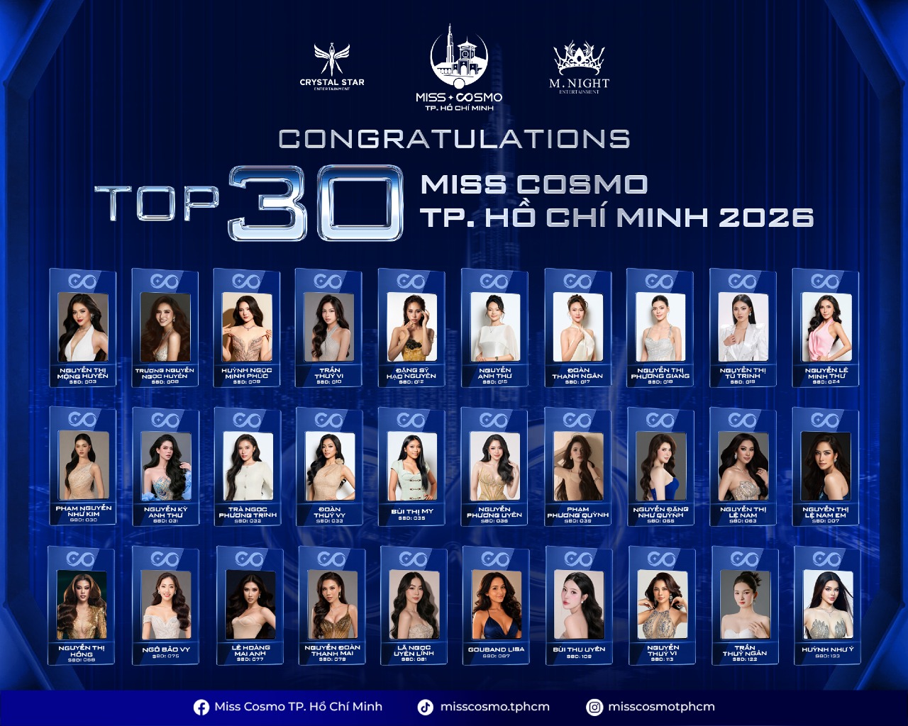 CHÚC MỪNG NGUYỄN THỊ TÚ TRINH – HOA KHÔI MISS & MISTER DNTU 2024 XUẤT SẮC LỌT TOP 30 MISS COSMO THÀNH PHỐ HỒ CHÍ MINH 2026