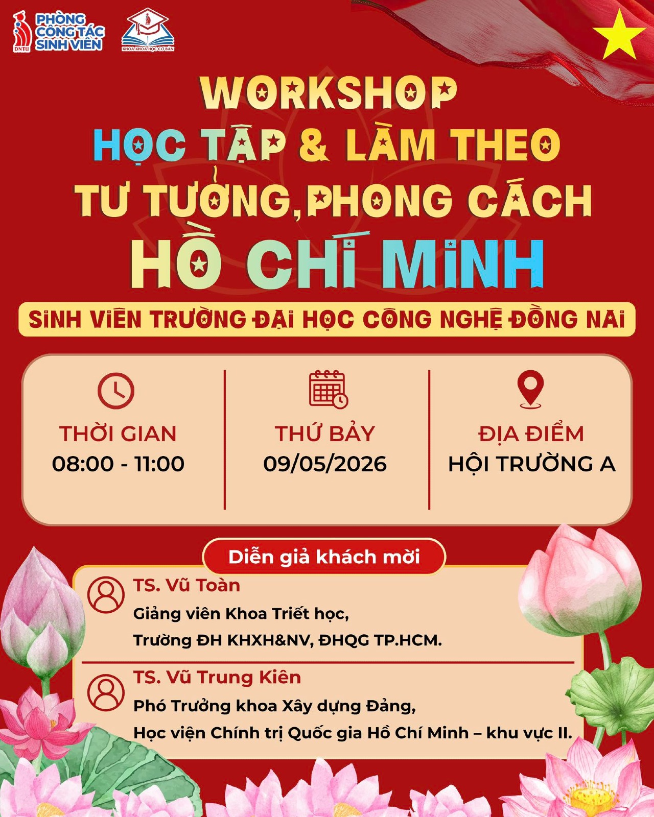 Workshop với chủ đề “Sinh viên Trường Đại học Công nghệ Đồng Nai học tập và làm theo tư tưởng, đạo đức, phong cách Hồ Chí Minh” năm học 2025 – 2026